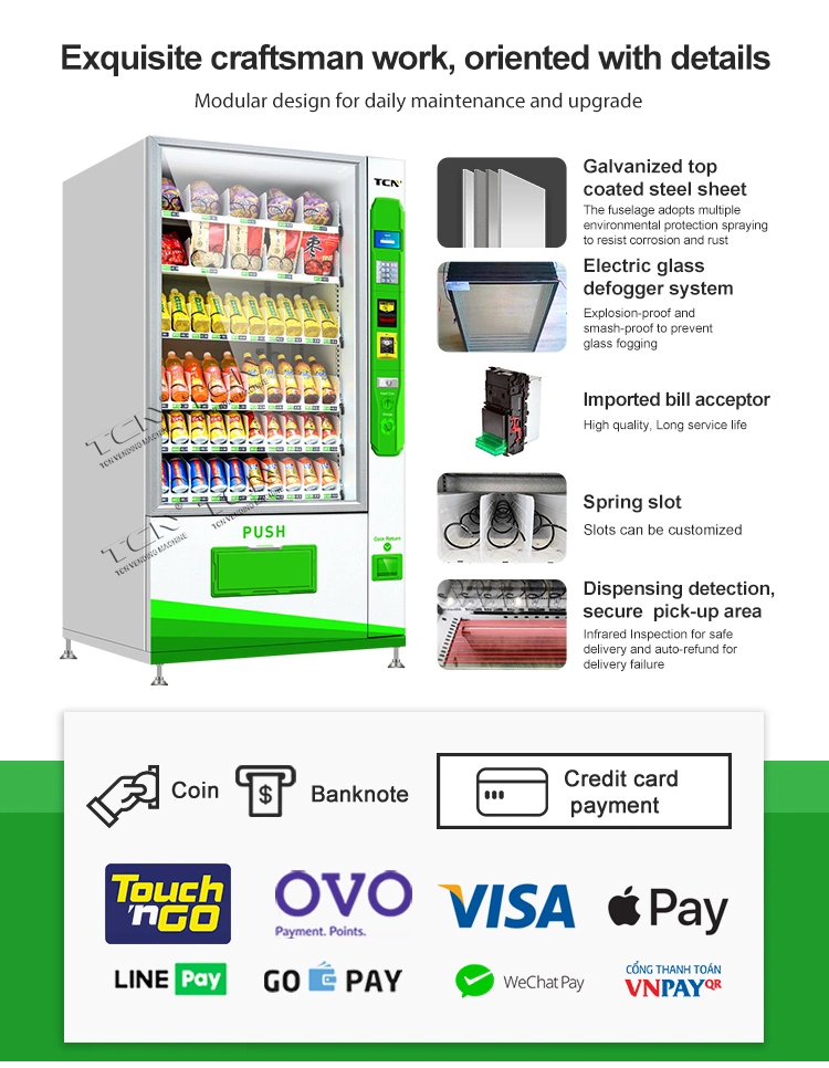 Tcn Snack Beverage Cold Drink Beer Milk Automatic Combo Vending Machine with CE and ISO9001 Certificate