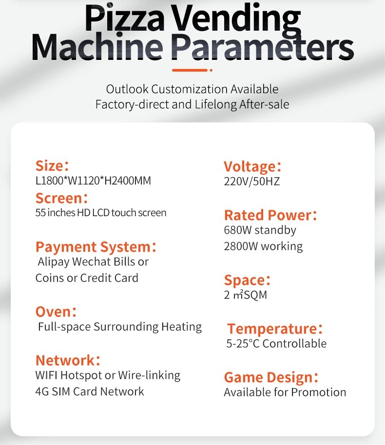 2022 New Style Commercial Smart Pizza Vending Machine with Touch Screen Coin Operated Fresh Hot Fast Food Fully Automatic for Sale Manufacturer