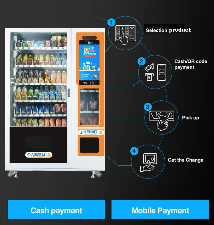 Customization Automatic Touch Screen Drink and Snack Vending Machine