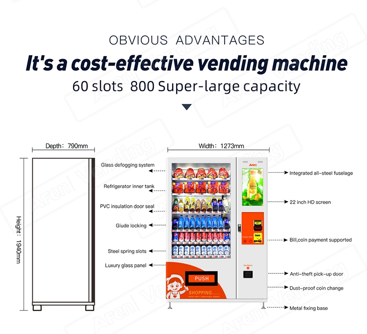 Afen Best Price Two Cabinets Large Different Type Combo Drink and Snack Vending Machine