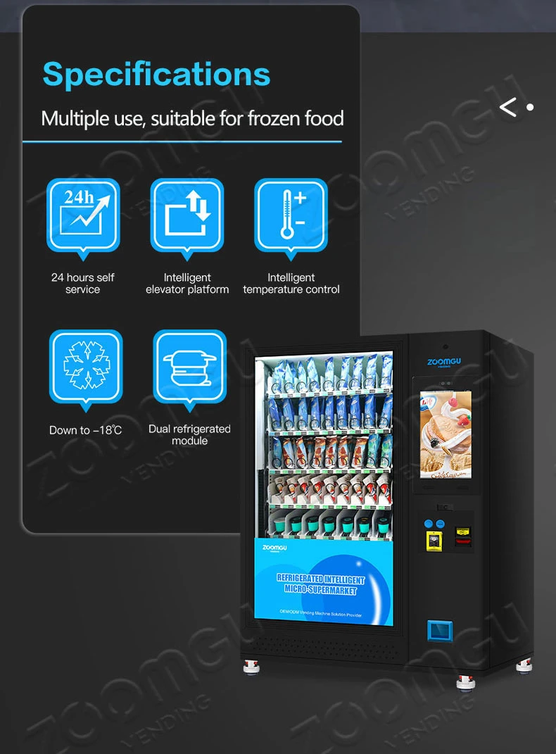 Zg OEM Coin Operated Frozen Food Vending Machine Fresh Frozen Food Smart Vending Machine